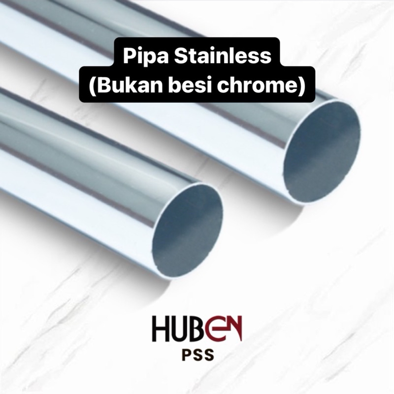 HUBEN Pipa Bulat Besi Stainless Gantungan Baju 3/4” inch / 19mm
