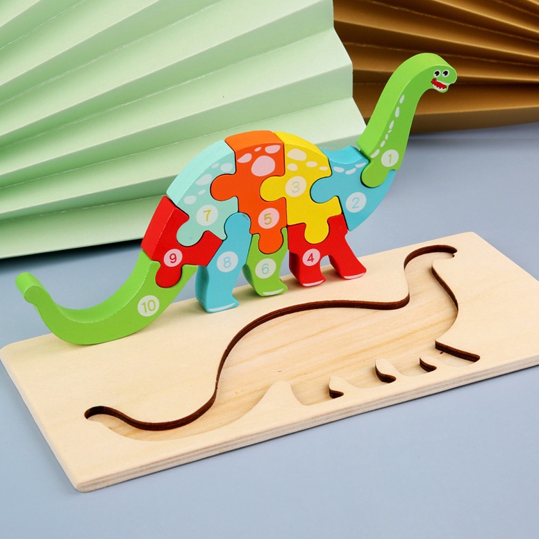 Harga Murah GeeToy Mainan Edukasi 3D Mainan Hewan Dinosaurus Jigsaw Puzzle Kayu Untuk Anak