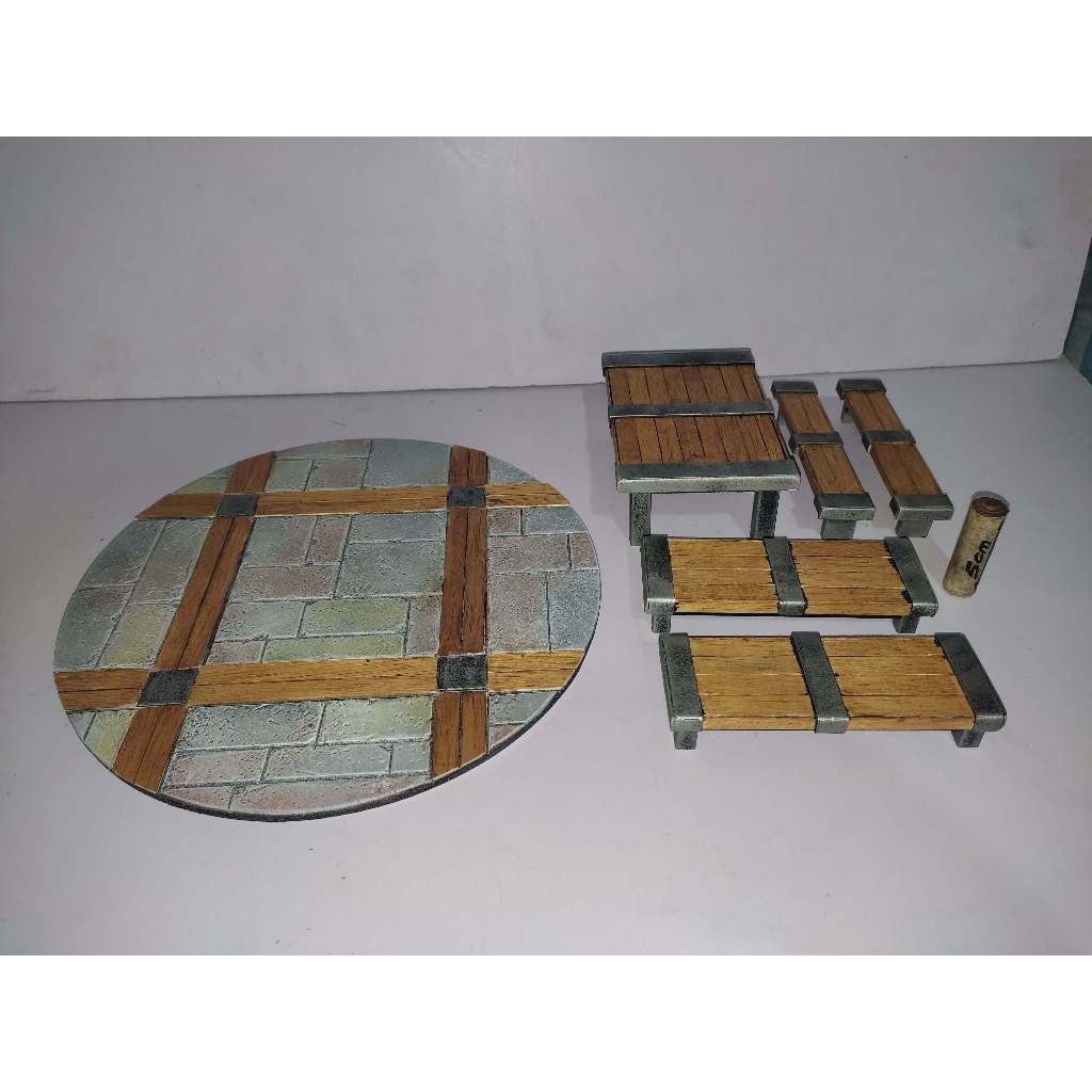 Tatakan Stand Base Lantai Batu Meja Bangku Kayu Action Figure Custom