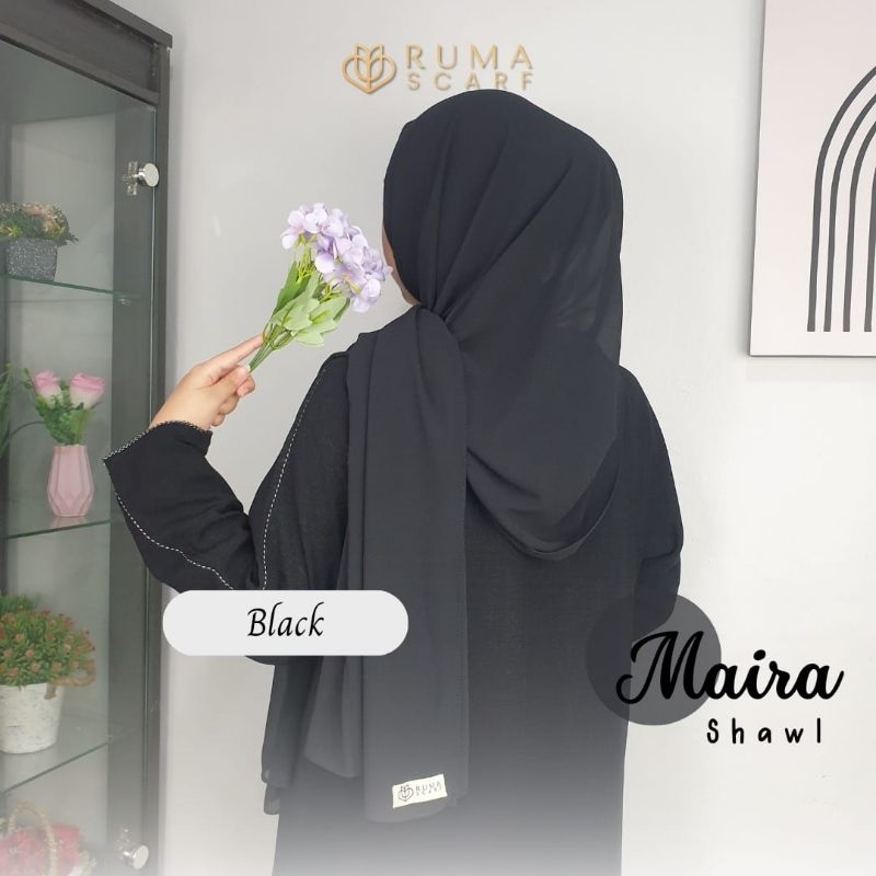 Hijab Pashmina Basic Maira Shawl by Ruma Scraft Pasmina Hitam Cerutty Premium Branded Original