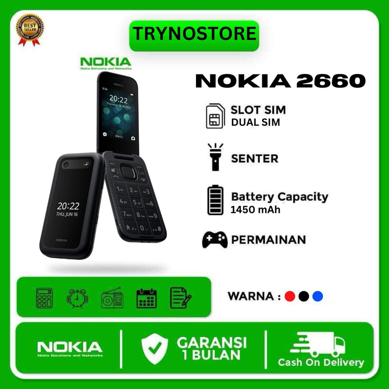 HP NOKIA 2660 Lipat Klasik Original 99% Murah