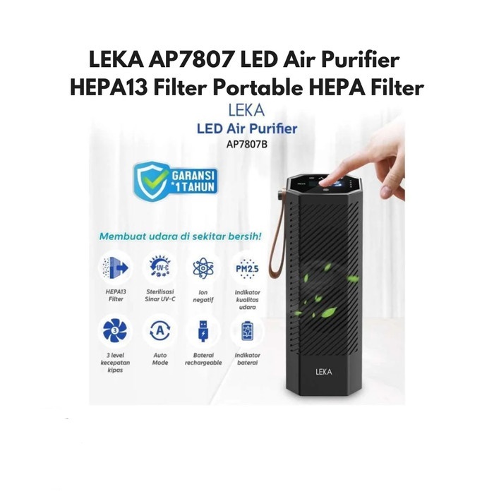 LEKA AP7807 LED Air Purifier HEPA13 Filter Portable HEPA Filter