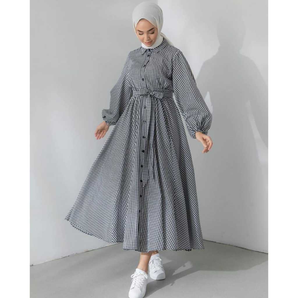 sava midi dress pakaian wanita midi dress kotak terbaru 2023