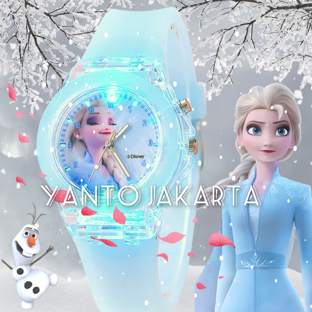 Jam tangan anak perempuan frozen kartun bercahaya