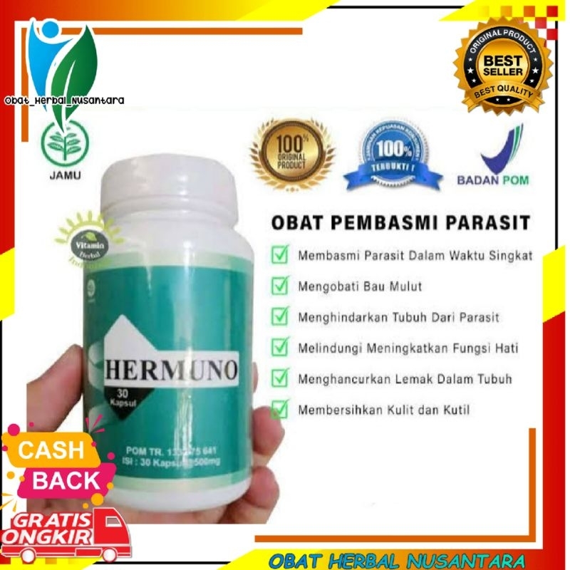 Hermuno obat herbal 100% Asli Original Herbal Obat Pembasmi Parasit Racun Dalam tubuh Ampuh Hermuno 