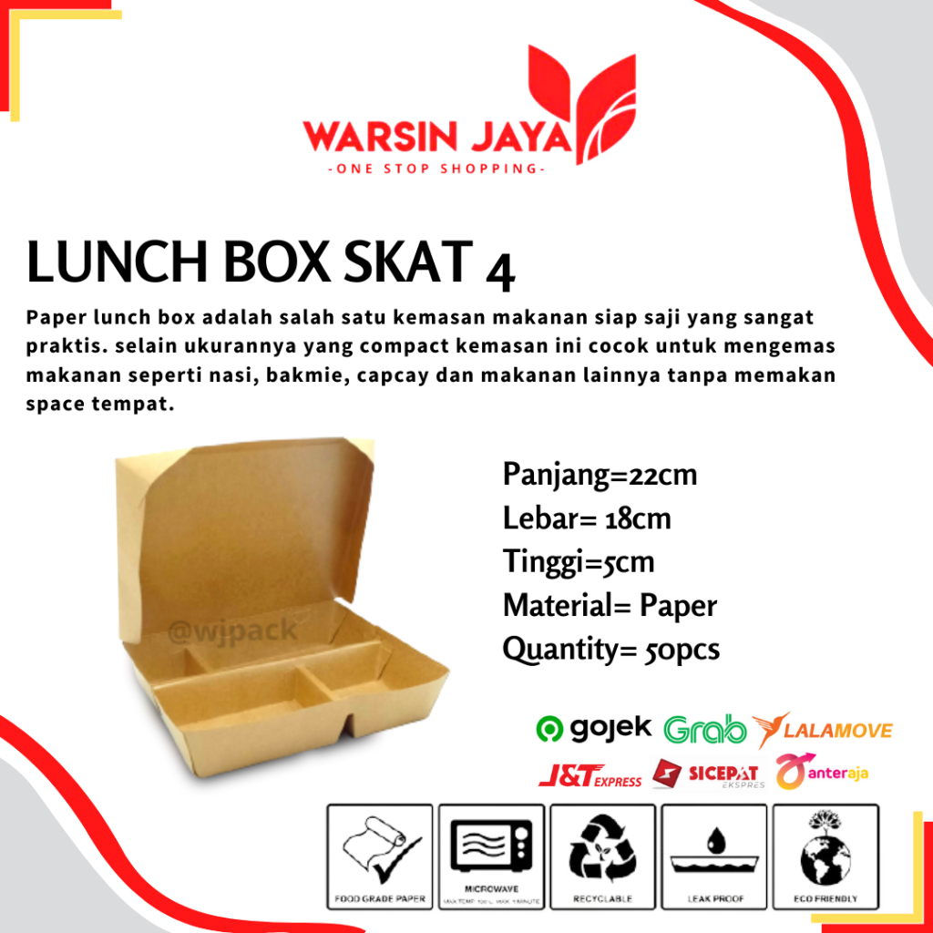 Lunch box sekat 4 - paper lunch box