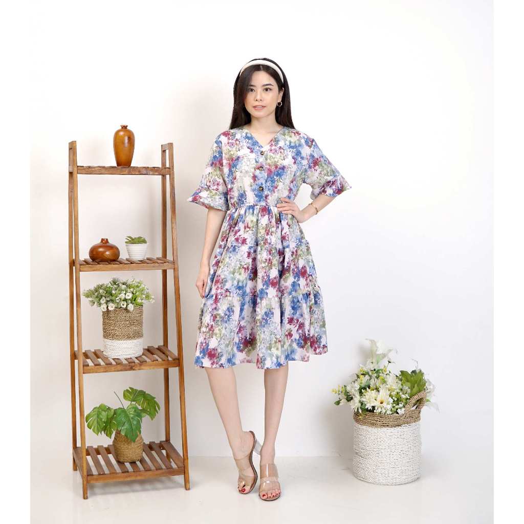 Midi Dress Pesta Kondangan CELINE / Casual Dress Korean Style Wanita Terbaru
