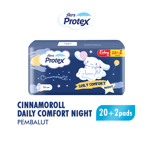 Hers Protex Daily Comfort Night Pembalut Wanita Cinnamoroll Bag Isi 20+2 pcs