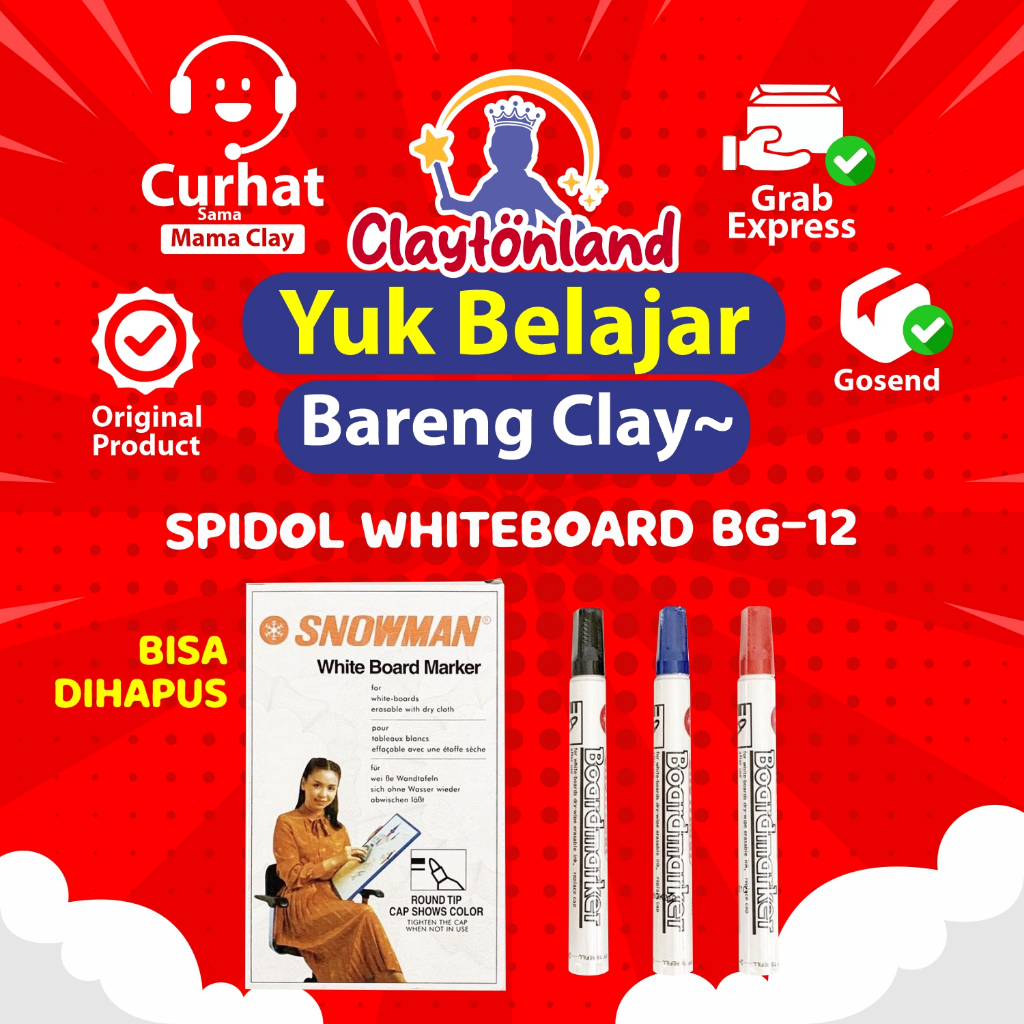 

SPIDOL SNOWMAN BG 12 / SEPIDOL BOARD MARKER / SPIDOL WHITEBOARD BISA DIHAPUS (1pcs)