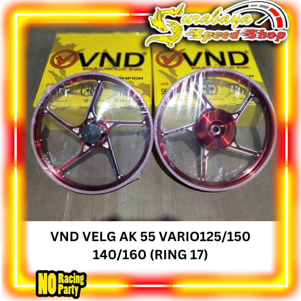 VND Velg Tipe AK 55 Model Enkei X1R Taka Vario125 Vario150 Ukuran 140/160 Ring 17 Set Depan Belakang