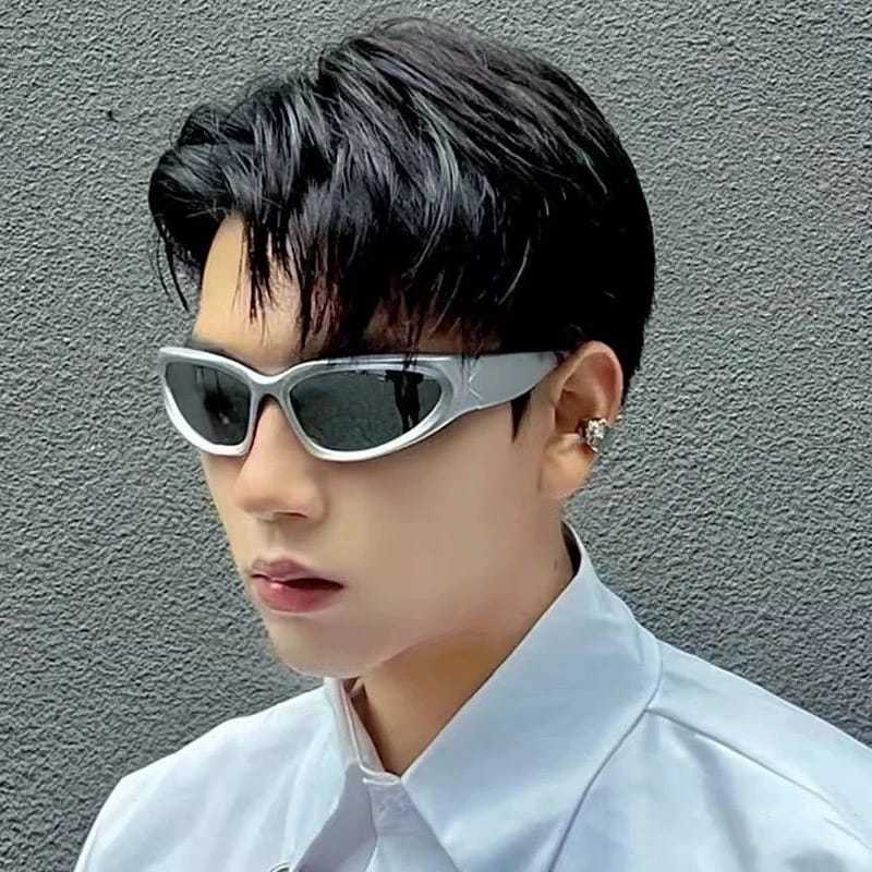 PL-HW02 Kacamata Steampunk Hitam Bersepeda Cyberpunk Hip Hop Punk Gaya Retro Eropa Olahraga Wanita D