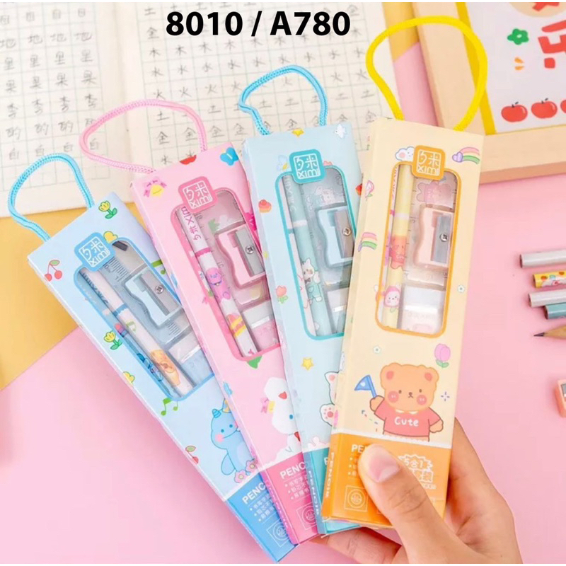 

BTS pensil set/SET ALAT TULIS SEKOLAH 5 in 1 KARAKTER LUCU