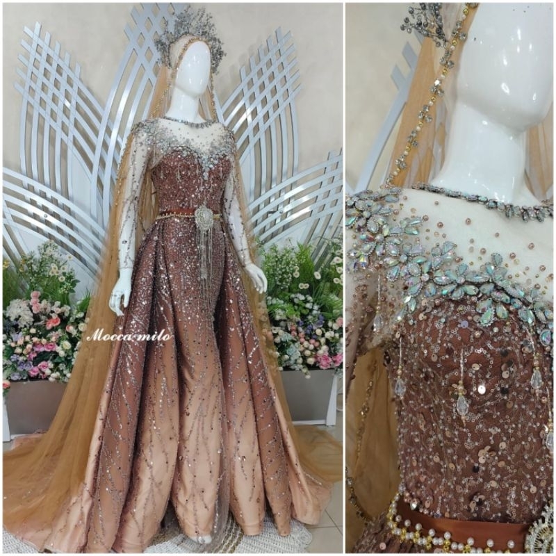 GAUN PENGANTIN SLIM EKOR PISAH 2 IN 1 | KEBAYA AKAD NIKAH | WEDDING DRESS | BAJU PERNIKAHAN WANITA