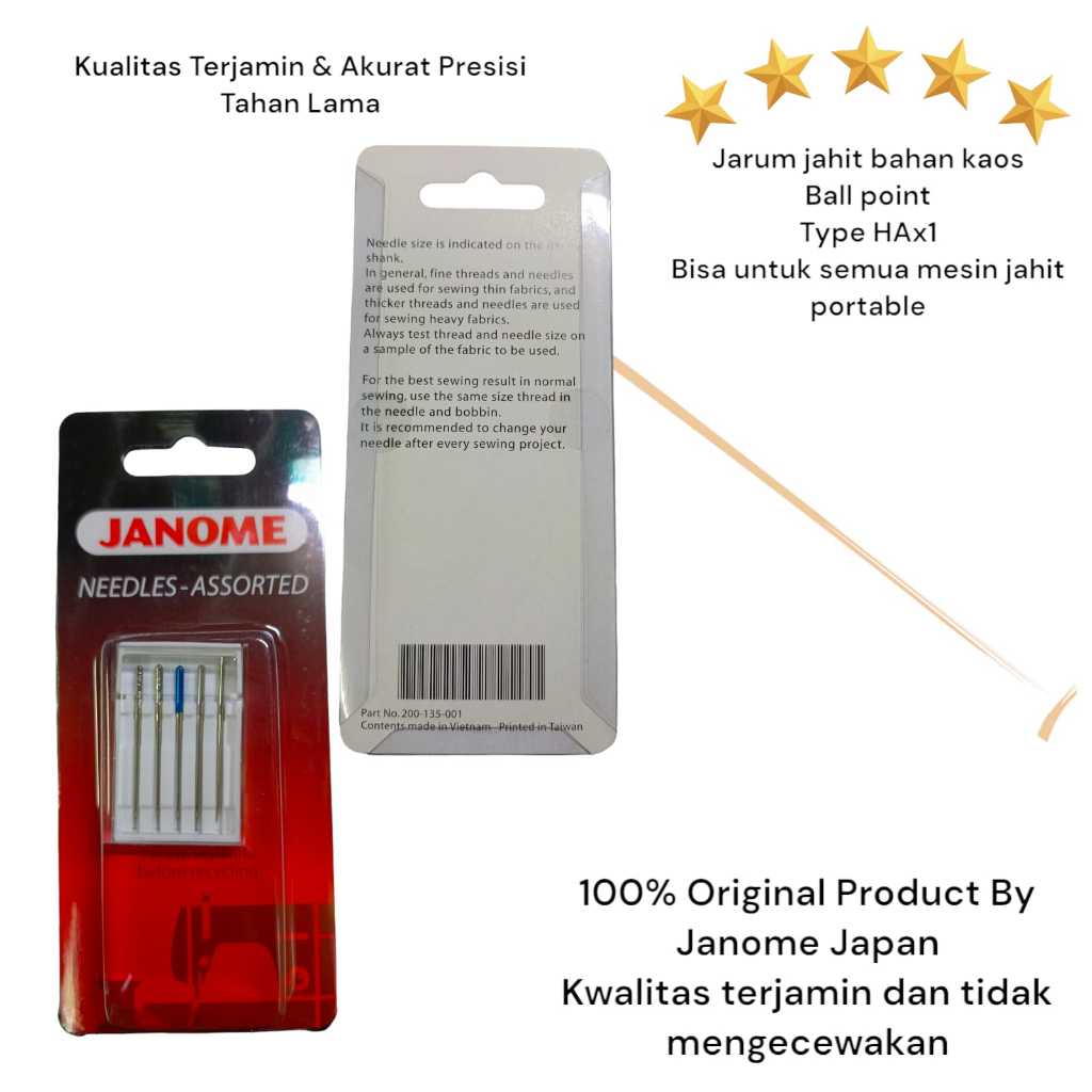 JANOME GENUINE PART jarum jahit - jarum mesin jahit janome original - asorted set