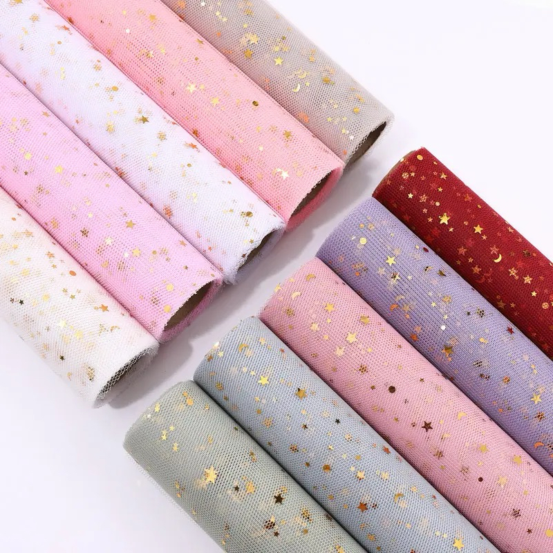 

S-BL030 Glitter Moon & Stars Mesh Net Wrapper Roll