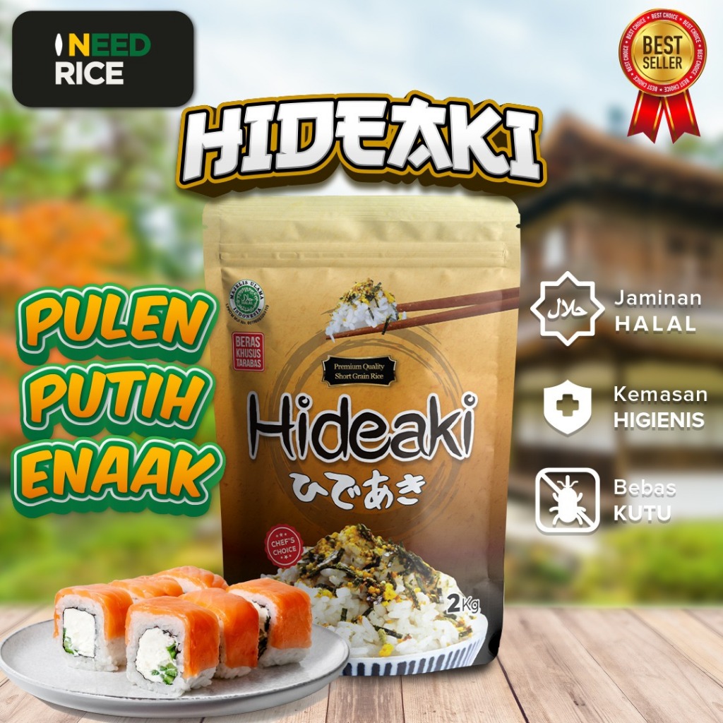 

Beras Jepang Hideaki 2kg- HALAL-Lengket Cocok untuk Jpanese food