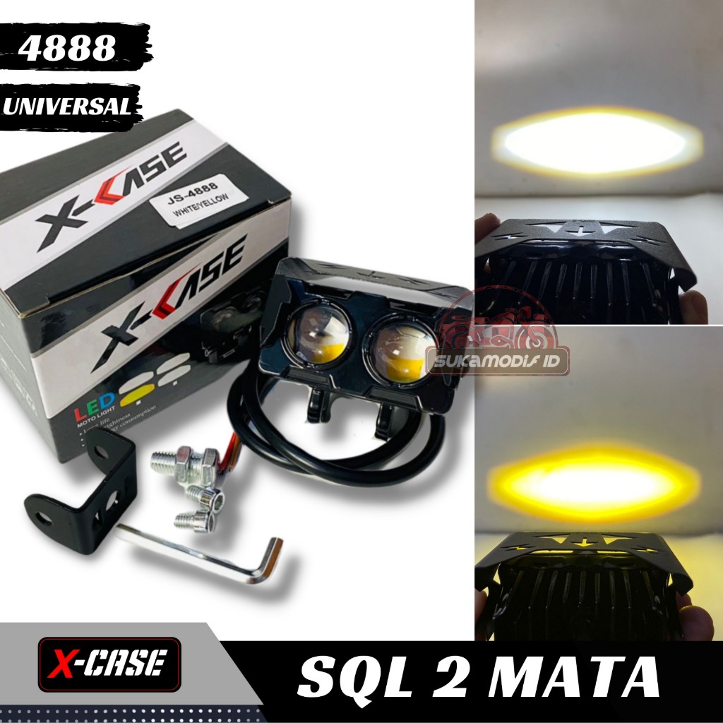Lampu Tembak Sorot SQL 2 Mata XCASE High Low Putih Kuning Putih Putih Universal