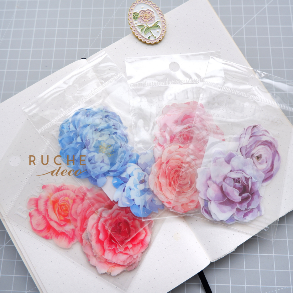 

RUCHE DECO - PET Sticker Pack - Flower Large / Die Cut Stiker Estetik Scrapbook Kado Gift