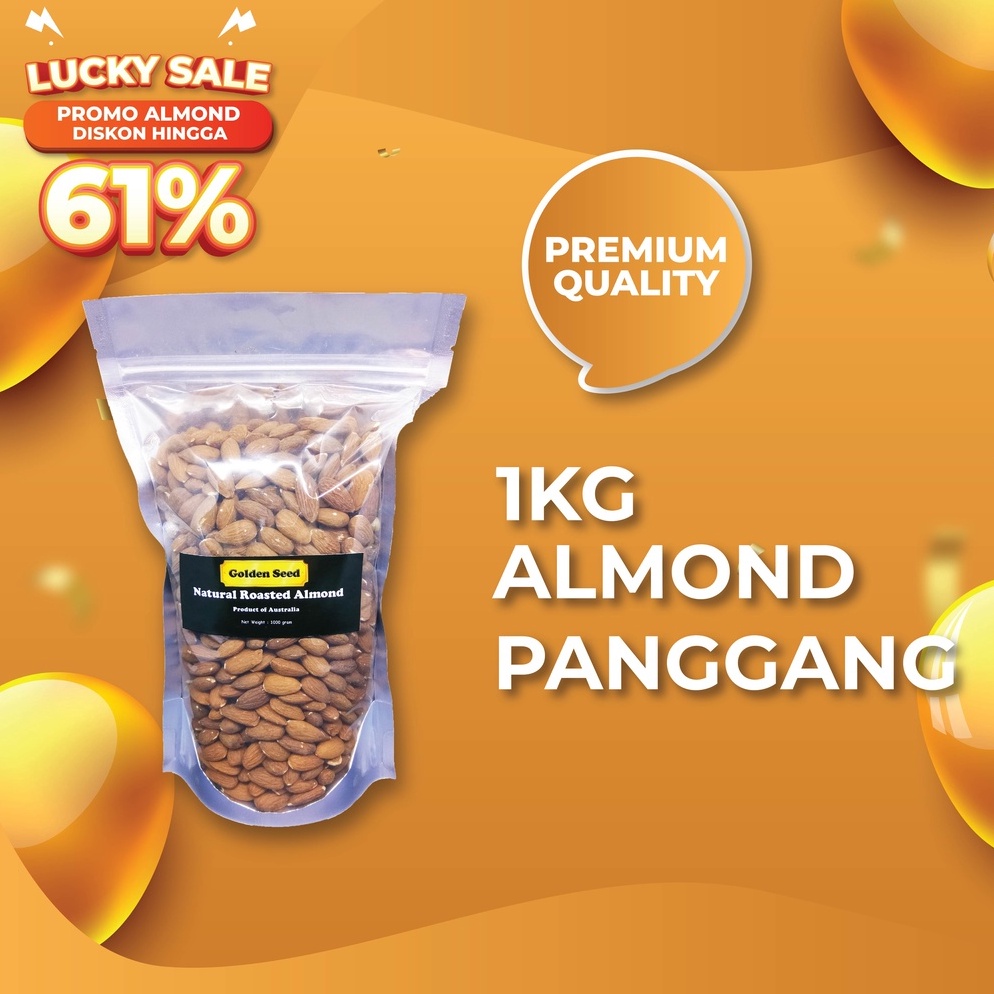

ART D58V KACANG ALMOND PANGGANG 1KG PREMIUM ROASTED ALMOND 1 GRAM