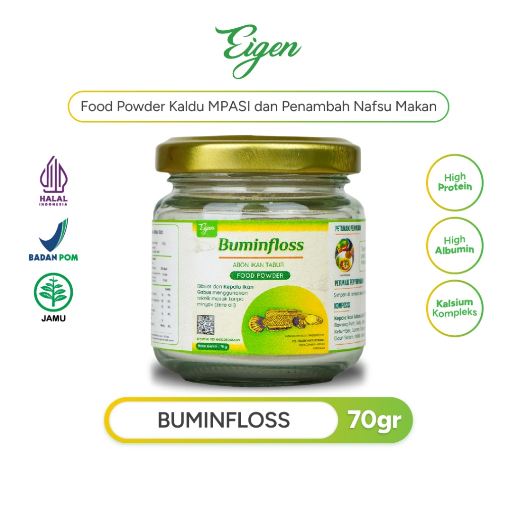 Eigen Buminfloss - Food Powder Albumin Bubuk Ikan Gabus, Kaldu MPASI dan Penambah Nafsu Makan Isi 70