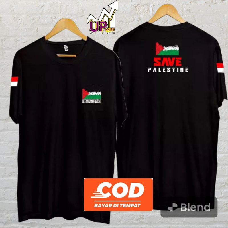 kaos SAVE PALESTINE//KAOS dewasa //kaos lengan pendek//big Size jumbo