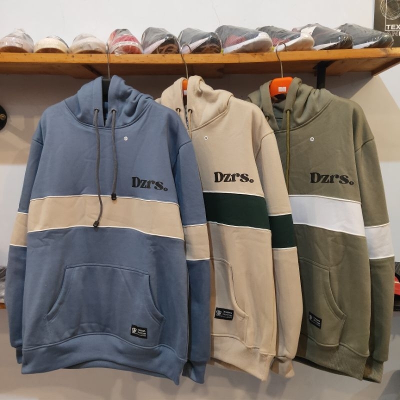 SWEATER HOODIE DEZIROSE SWEATER HOODIE STRIPE TWO TONE