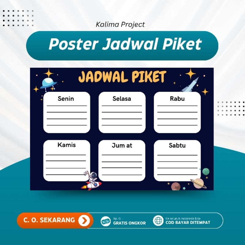 

014 Poster Jadwal Piket Pelajaran Sekolah Poster Jadwal Mapel Kelas