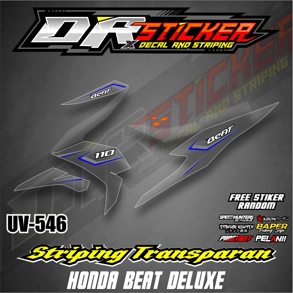 Sticker Transparan Motor Beat Deluxe 2020-2021-2022 Simple Racing