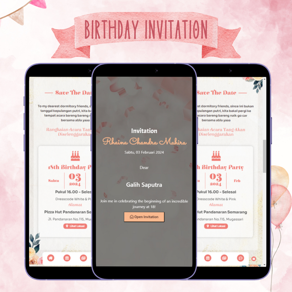 Undangan Digital Ulang Tahun | Undangan Website Birthday Party | Kartu Ucapan Ulang Tahun Online