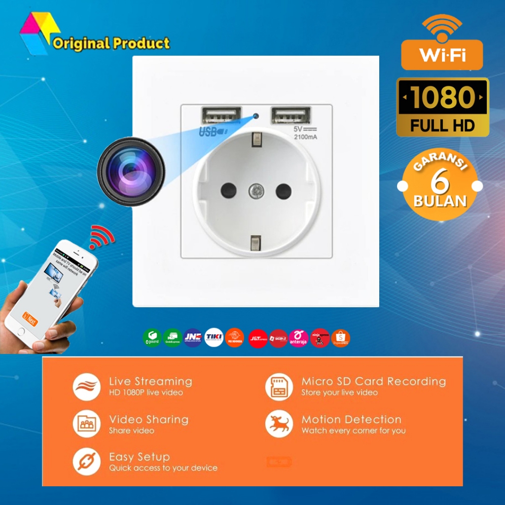 Spycam Wifi / Kamera Tersembunyi / CCTV Wifi / Spy wireless / Colokan listrik kamera / Kamera Unik