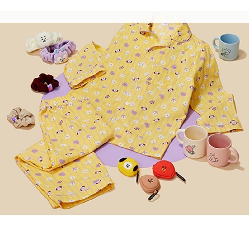 [PO] Line Friends BT21 New Basic Yellow Stripe Pajama Set  / PAJAMA SET BT21