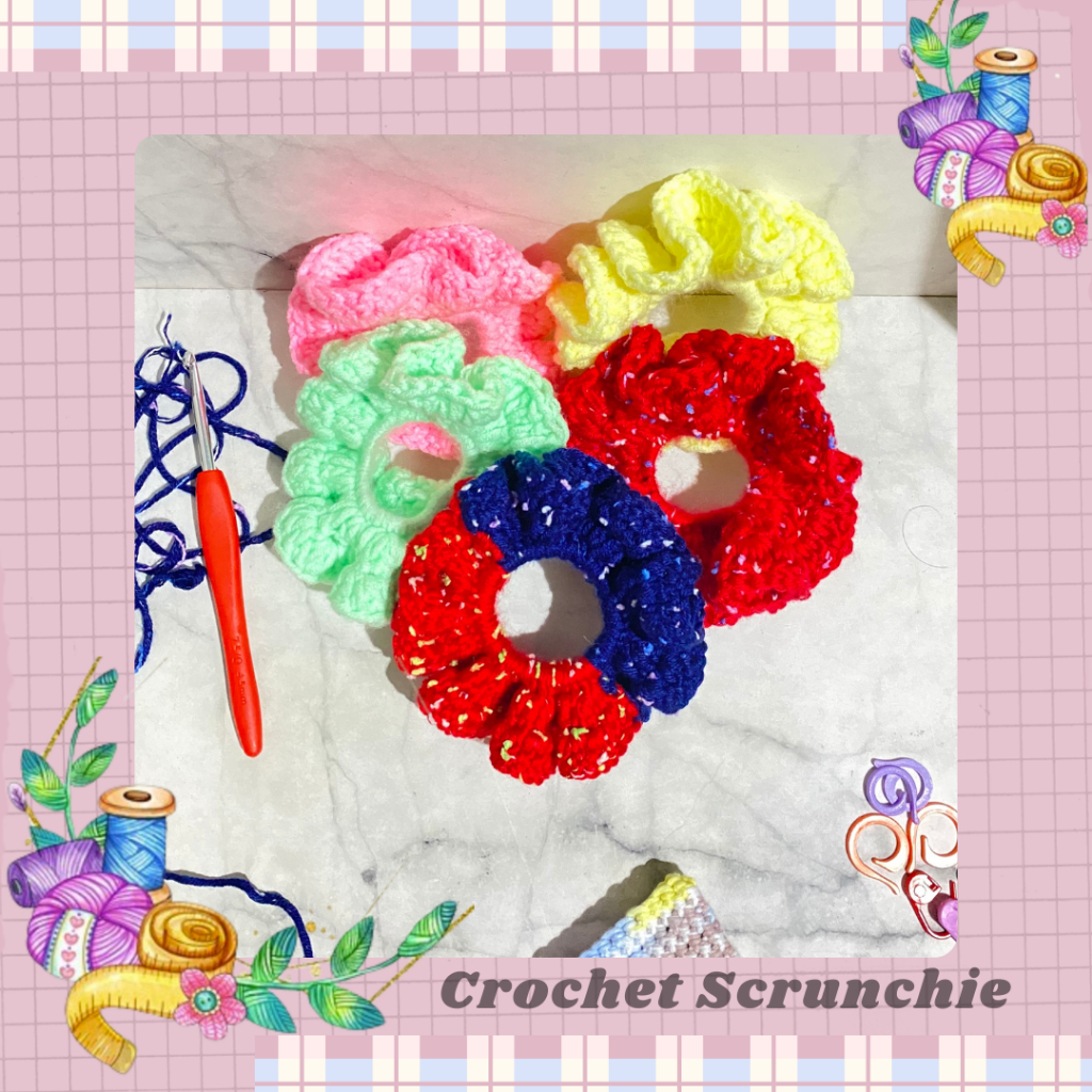 ikat rambut scrunchie // crochet scrunchie // scrunchie rajut