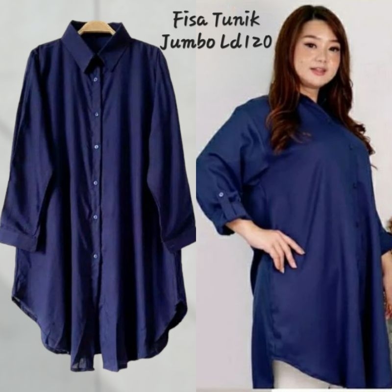 Tunik Jumbo Fisa Atasan Wanita Tunik Hijab Ld120 Muslimah Bumil Busui&Friendly Cod
