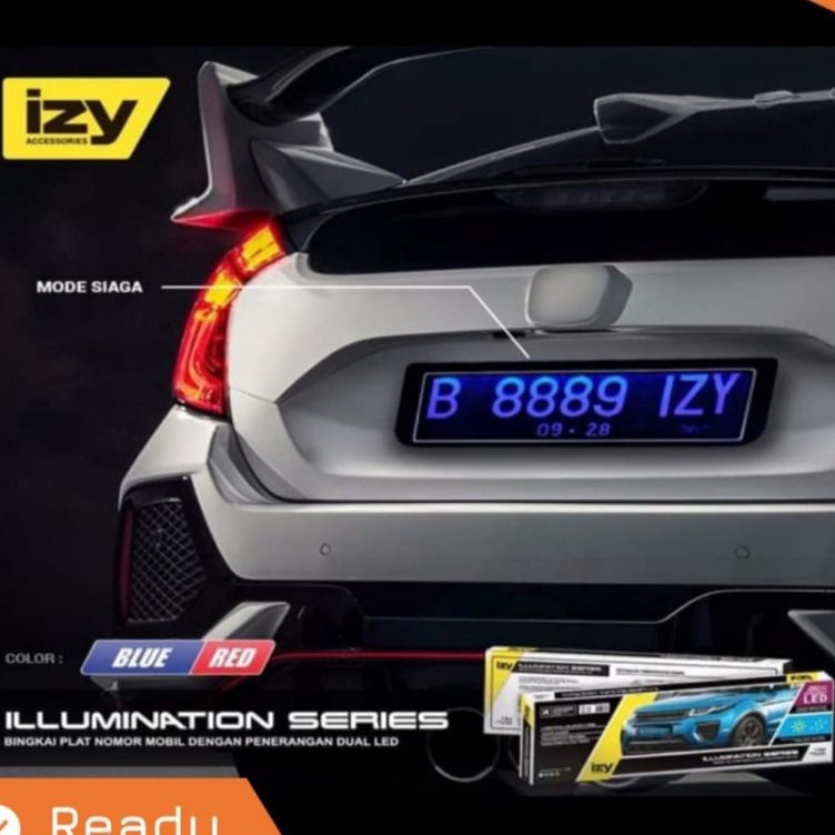 COVER DUDUKAN PLAT NOMOR MOBIL MIKA ACRILIC LAMPU LED IZY