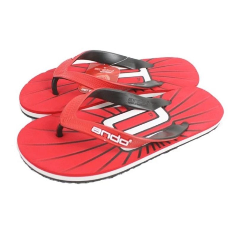 SANDAL ANDO SHINE PRIA - SANDAL JAPIT PRIA MOTIF LOGO