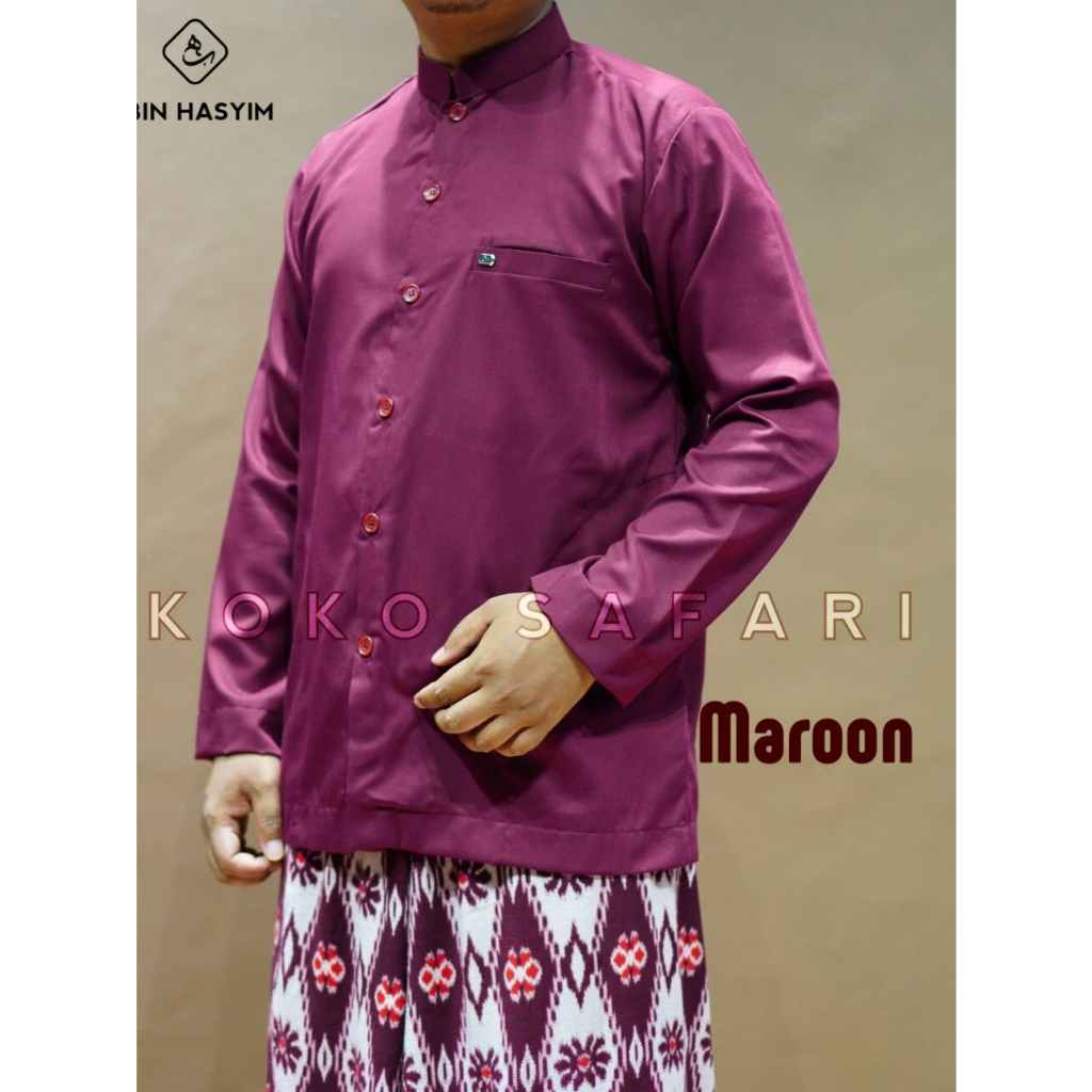 Bin Hasyim/koko haibah model safari (saku samping dan belah belakang)