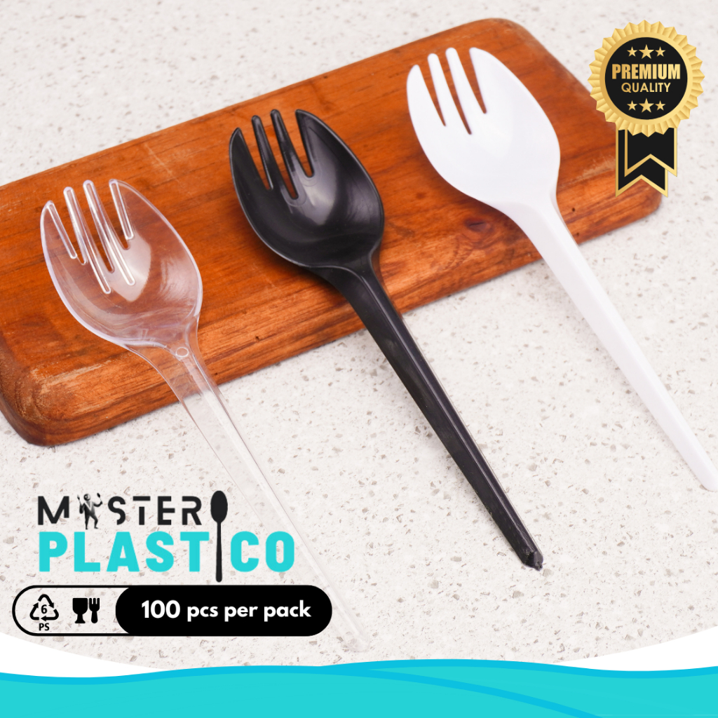[100 PCS] Spork - Senpu - Sendok Garpu Plastik - Spork Mister Plastico