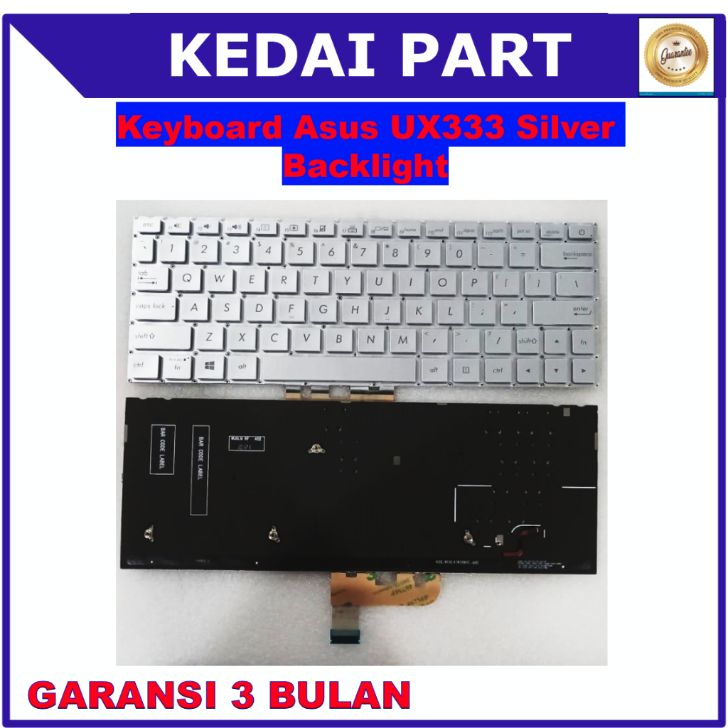 Keyboard Asus Zenbook 13 UX333 UX333FAC UX333FLC Silver Backlight