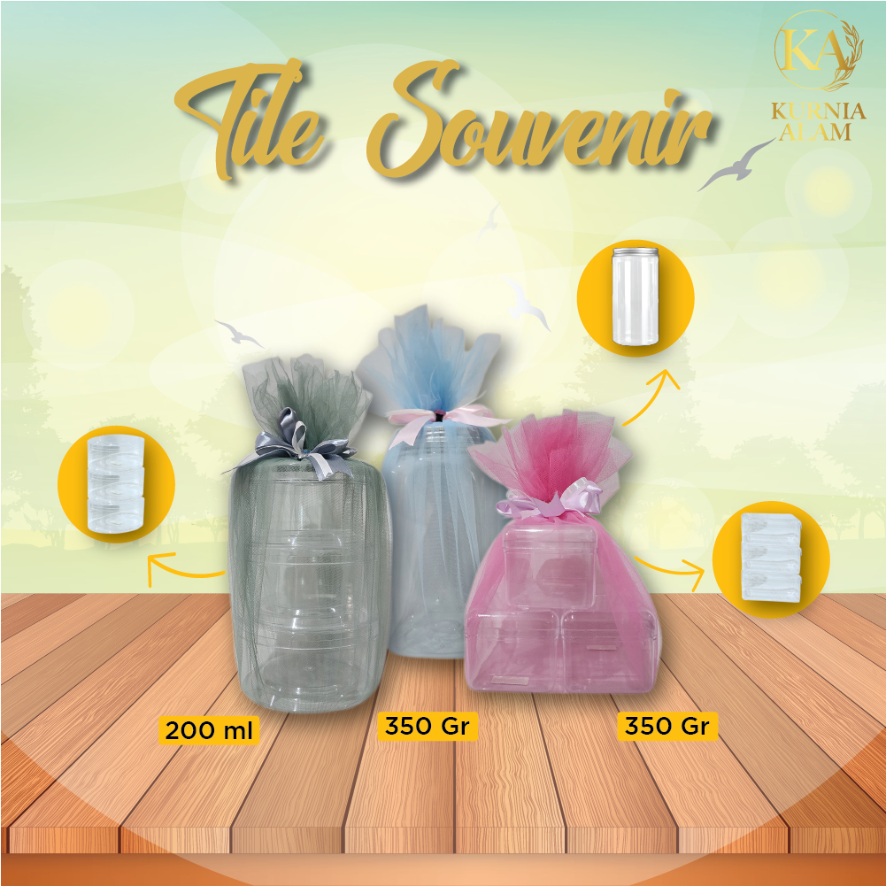 Kain Tile Souvenir Kantong Tille Toples Ukuran 70cm x 60cm Tanpa Serut Tile Hampers