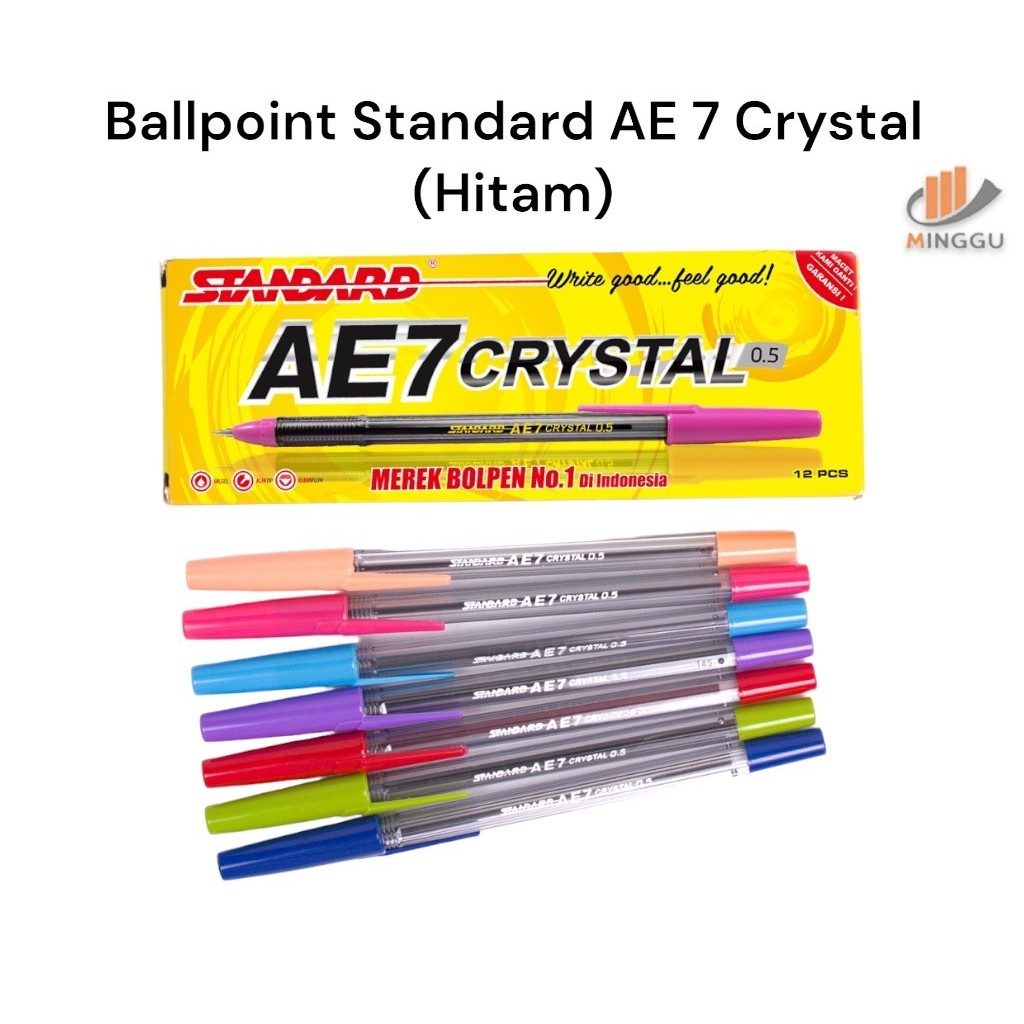 

[ 1 PAK / 12 pcs ] Ballpoint Standard AE 7 Crystal (Hitam)