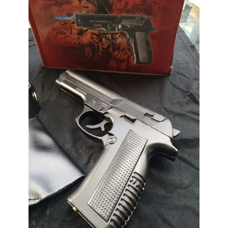 Mancis Korek Api Pistol Bareta Hitam 608 Free sarung Full besi