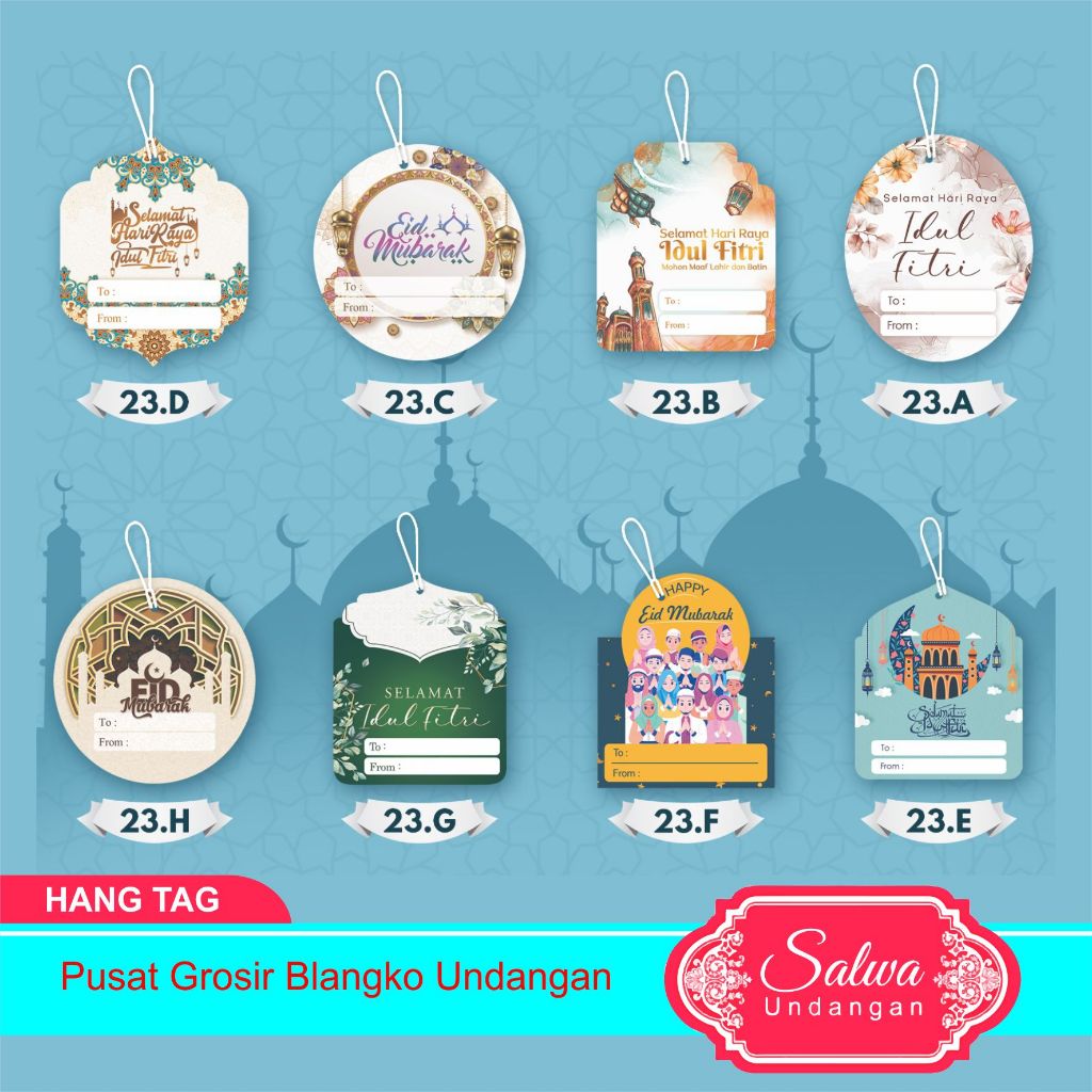 Hang Tag Ucapan Idul Fitri / HangTag Hampers Parcel Idul Fitri isi 8 pcs Free Pengait Bisa Untuk Bin