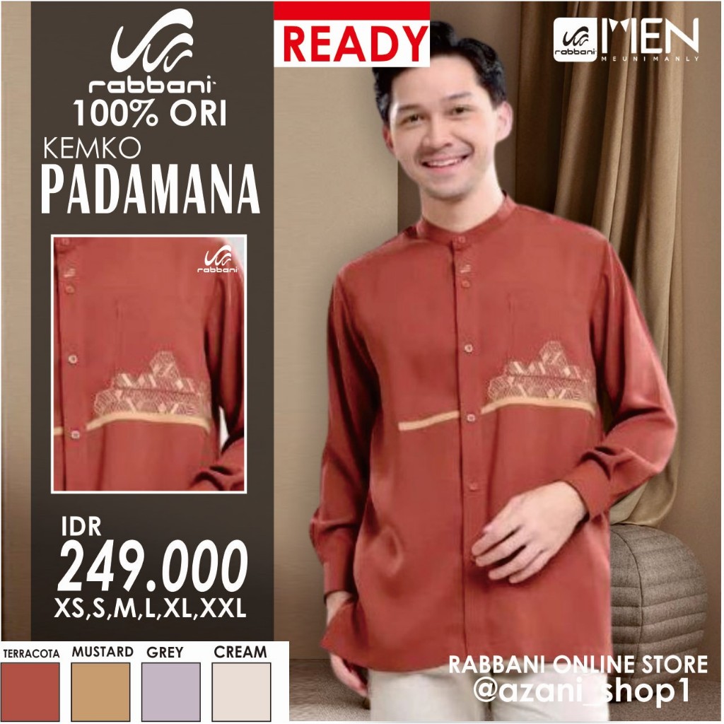 RABBANI KOKO KEMKO PRIA PADAMANA ORI - Kemeja Koko Rabani Asli Lengan Panjang Baju Koko Muslim Terla