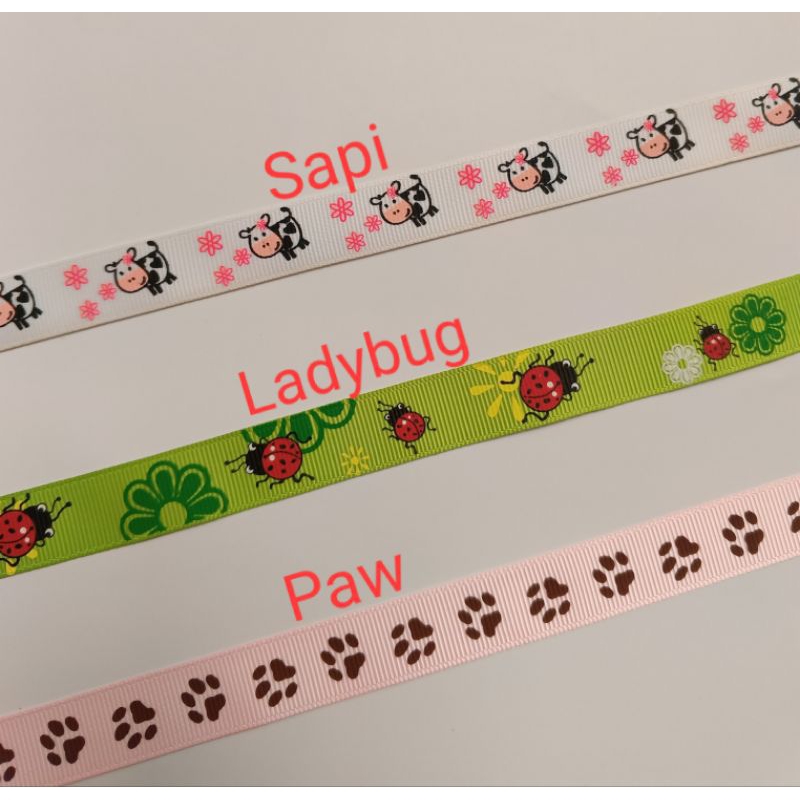 

Pita Grosgrain 5/8" Sapi - Ladybug - Paw