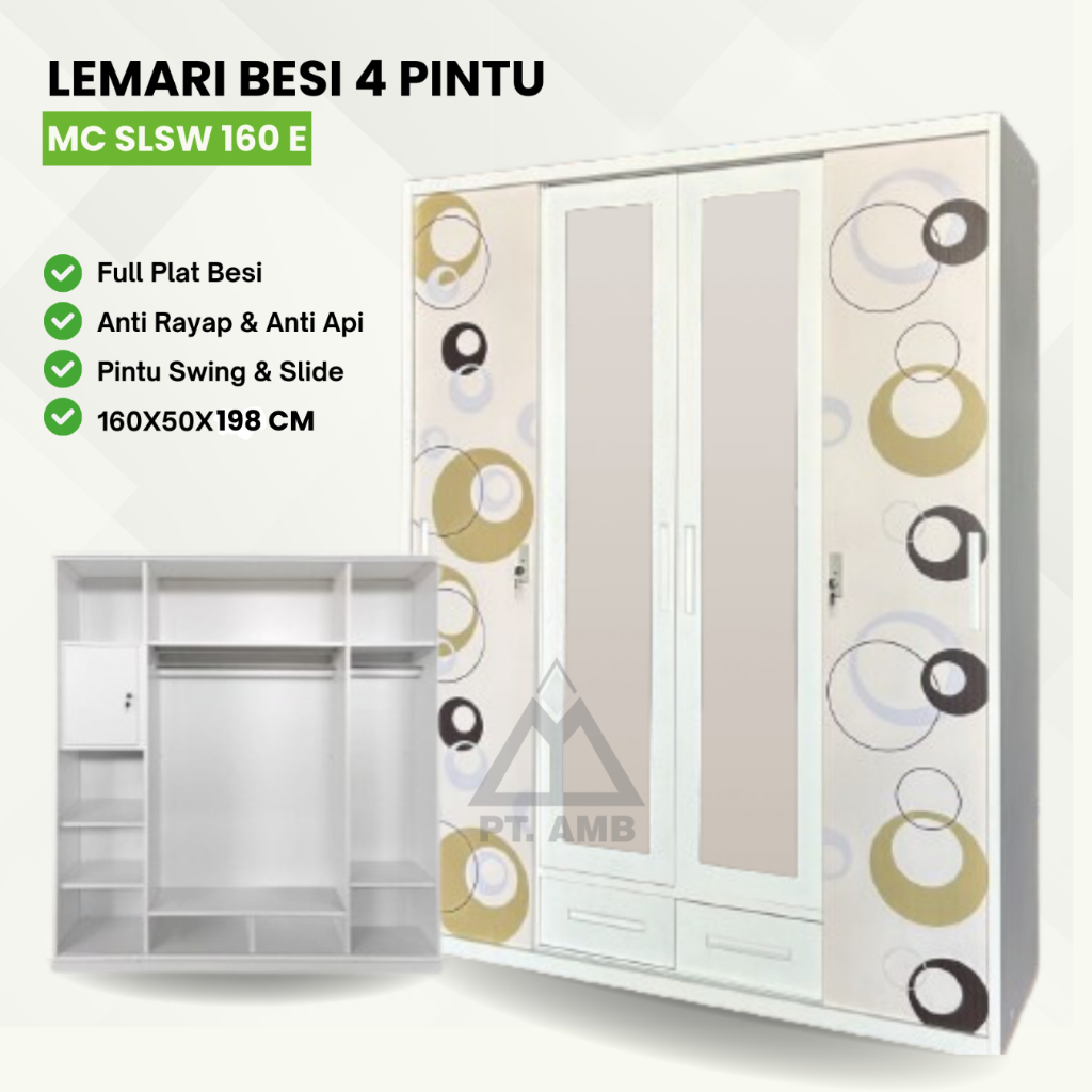 LEMARI PAKAIAN 4 PINTU BESI SLIDING/LEMARI BAJU JUMBO MURAH/LEMARI SLIDING 4 PINTU/LEMARI PAKAIAN PI