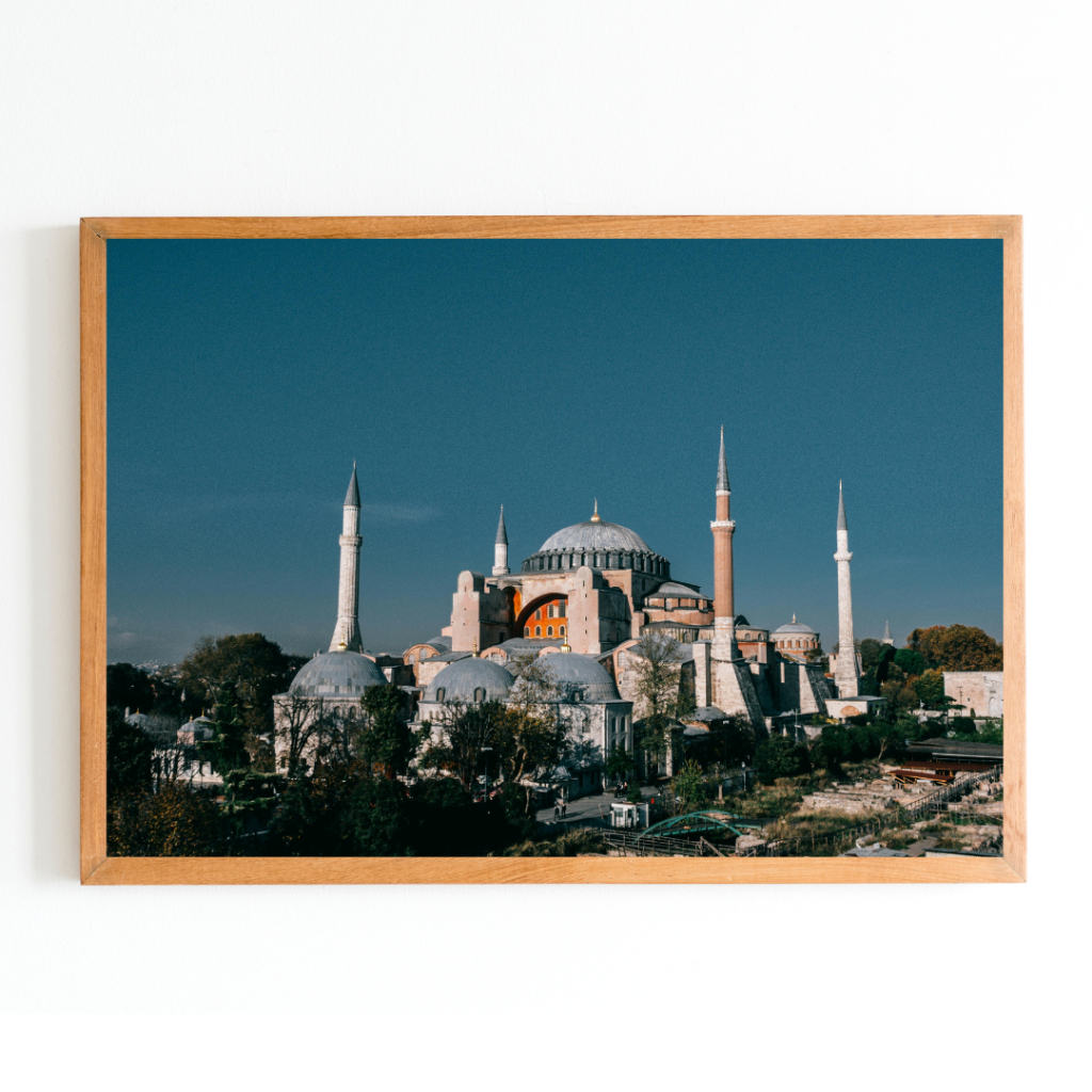 Hiasan Dinding Poster Gambar Masjid Hagia Sophia Plus Bingkai Kayu Aesthetic