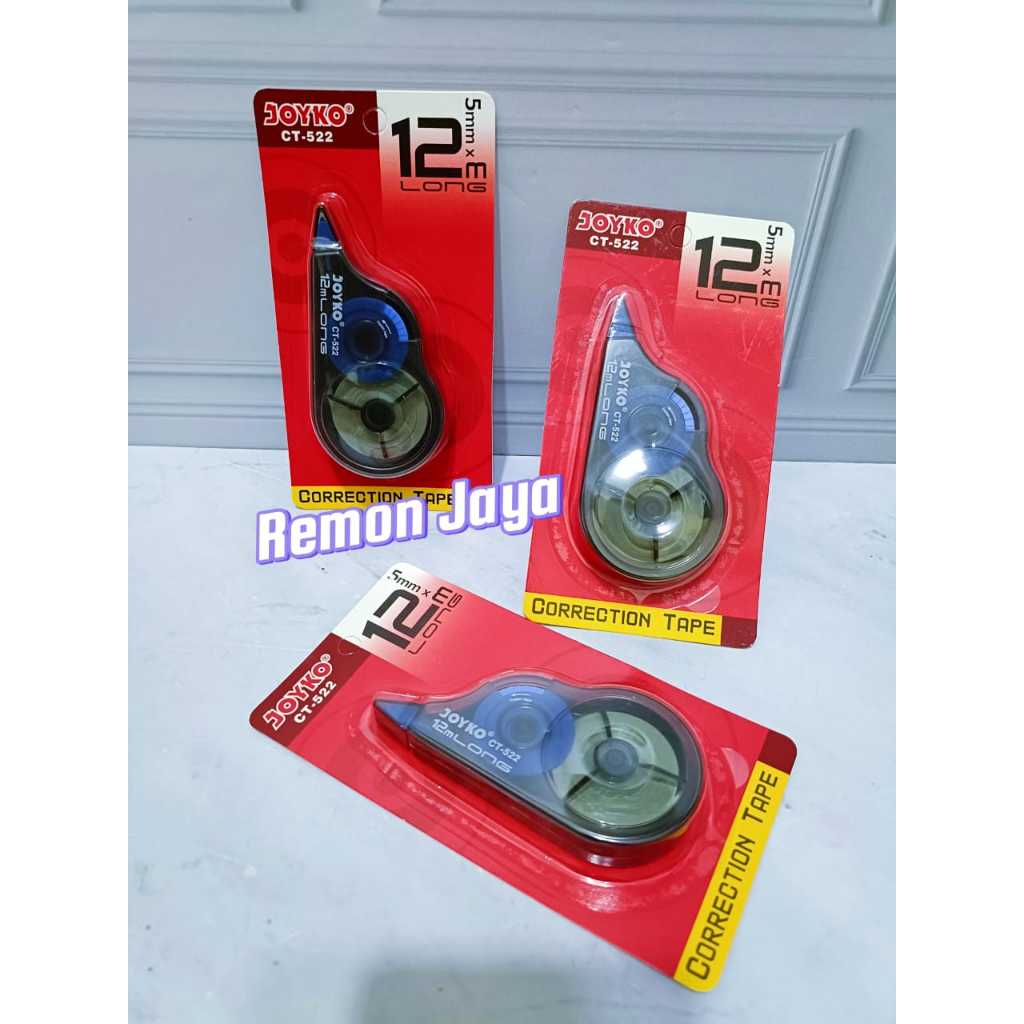 

(BISA COD) PROMO 3 Pcs Joyko Correction Tape / Pita Koreksi / Tip Ex / Tip X CT-522