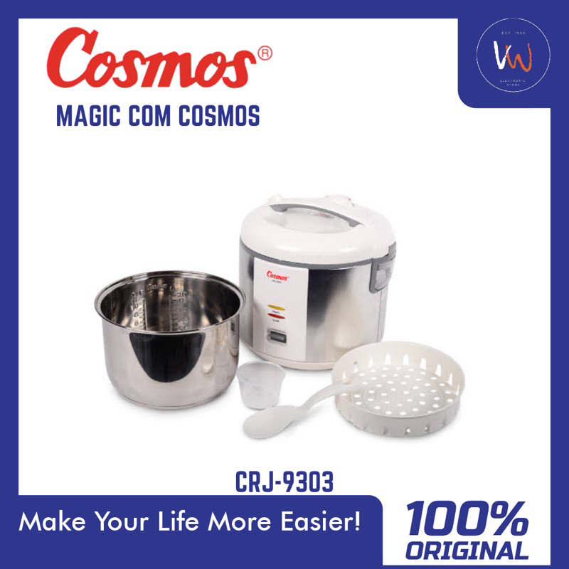 Magic com Cosmos CRJ-9303 / Penanak Nasi Stainless Steel / Magic Com 2 Liter