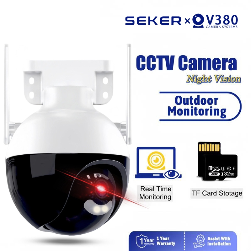 SEKER V380 Pro CCTV Outdoor WiFi Jarak Jauh Lewat HP Humanoid Auto Tracking Smart Night Vision Alarm