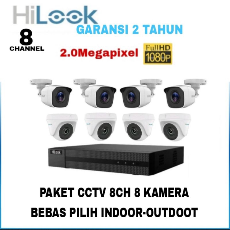 PAKET REQUEST CCTV HILOOK 2MP 8CH 8KAMERA HARDISK 1TERA